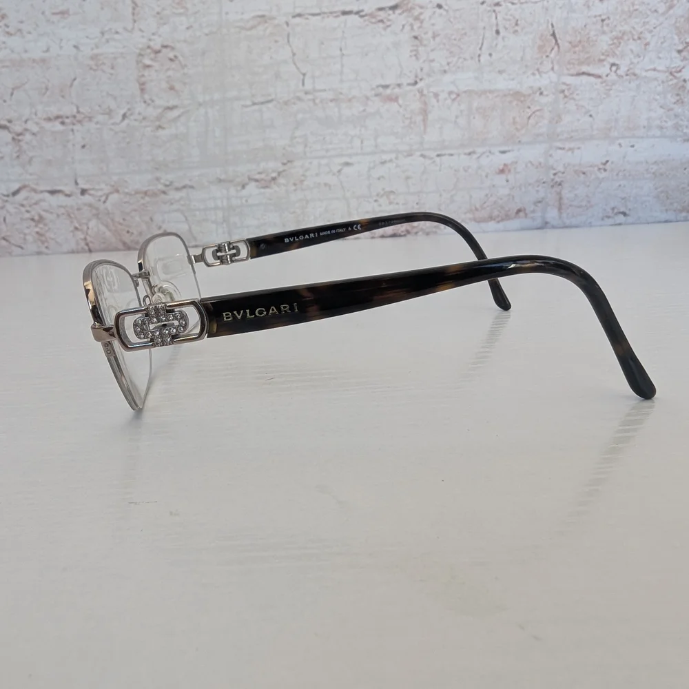 Bvlgari 2141B 266 Tortoise Shell Glasses with Crystal Accents Frame - Picture 5 of 10